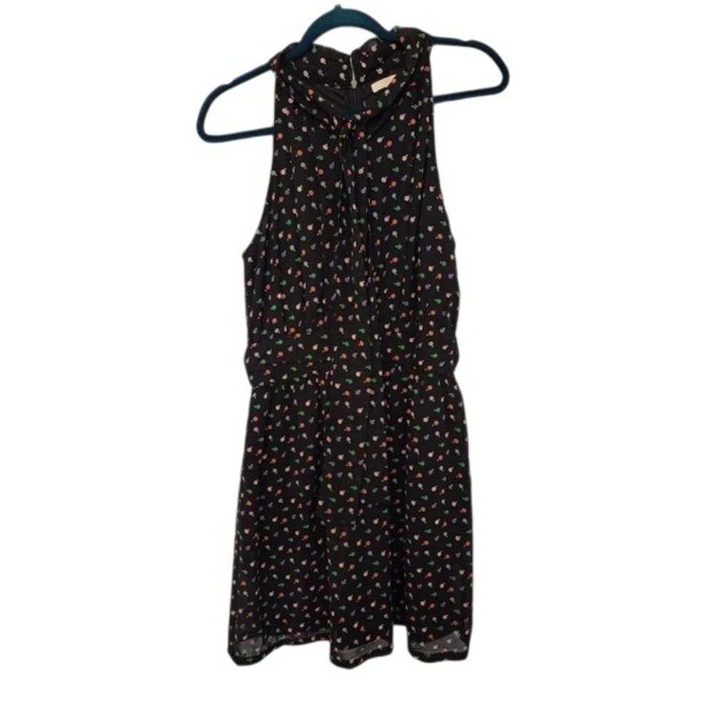 Tulle Womens Polka Dot Sleeveless Halter Mini Dress Black Multi Size Large